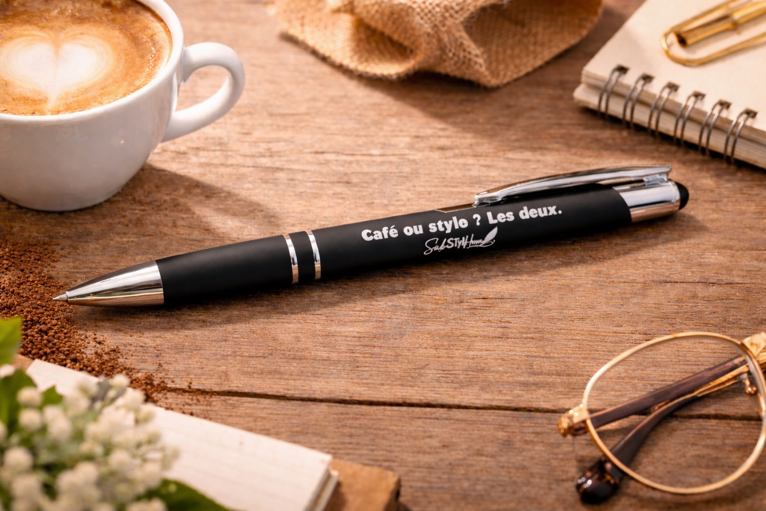 Café ou stylo ? Les deux.