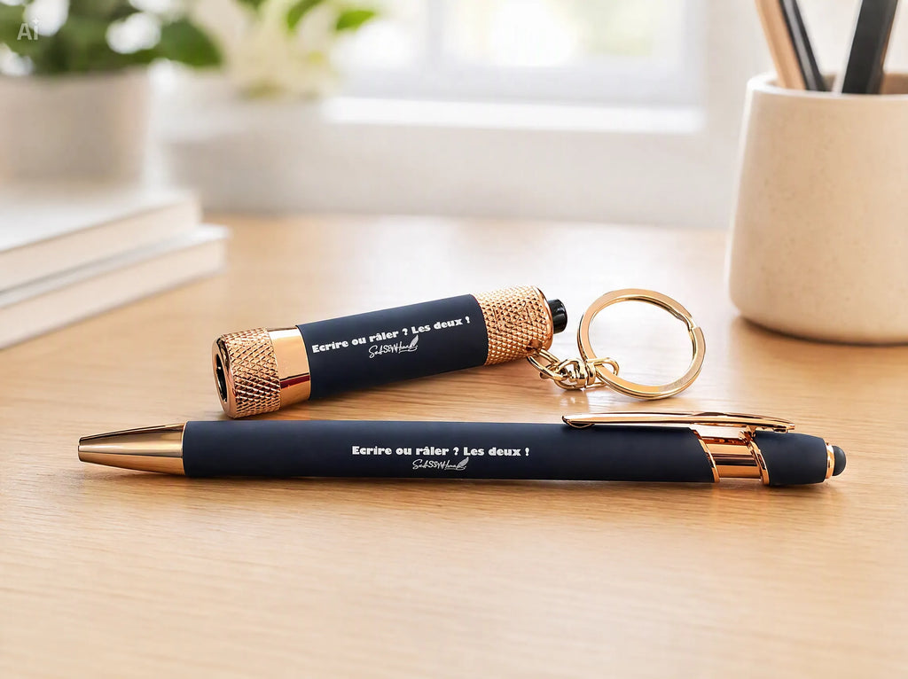 Coffret Stylo et Lampe de poche " Ecrire ou râler ? Les deux. "
